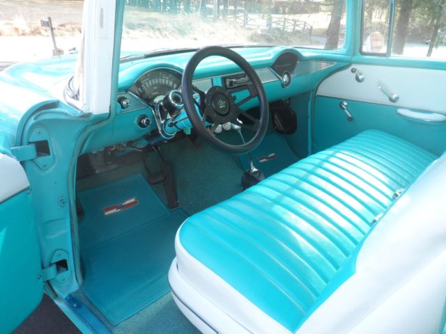 1956 Light Blue and White Chevrolet Bel Air/150/210 Coupe