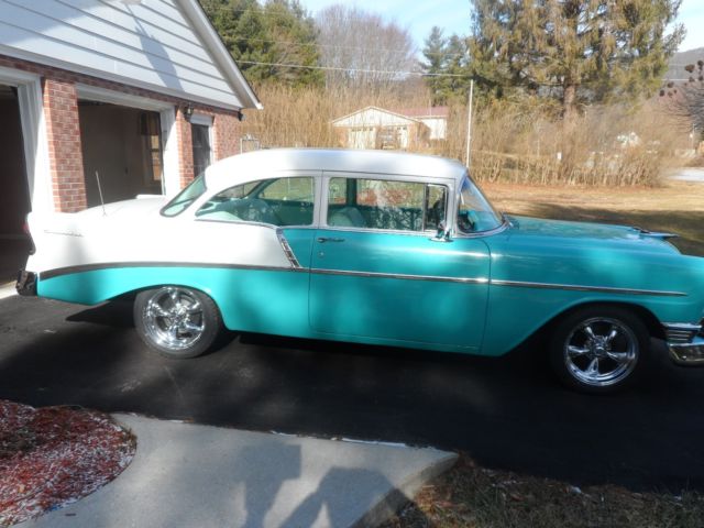 1956 Light Blue and White Chevrolet Bel Air/150/210 Coupe