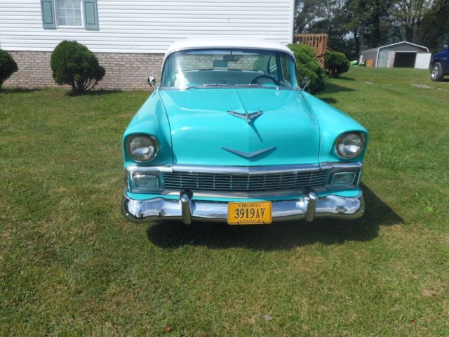 1956 Light Blue and White Chevrolet Bel Air/150/210 Coupe