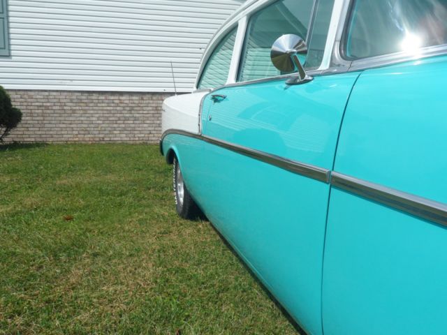 1956 Light Blue and White Chevrolet Bel Air/150/210 Coupe