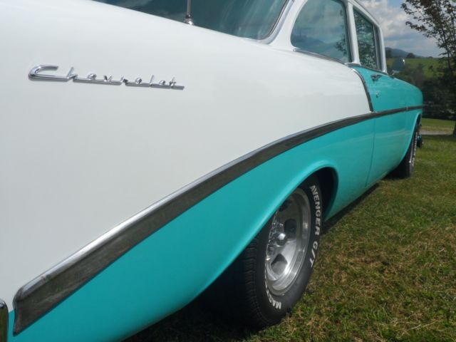 1956 Light Blue and White Chevrolet Bel Air/150/210 Coupe