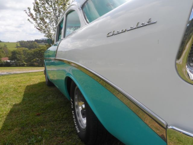 1956 Light Blue and White Chevrolet Bel Air/150/210 Coupe