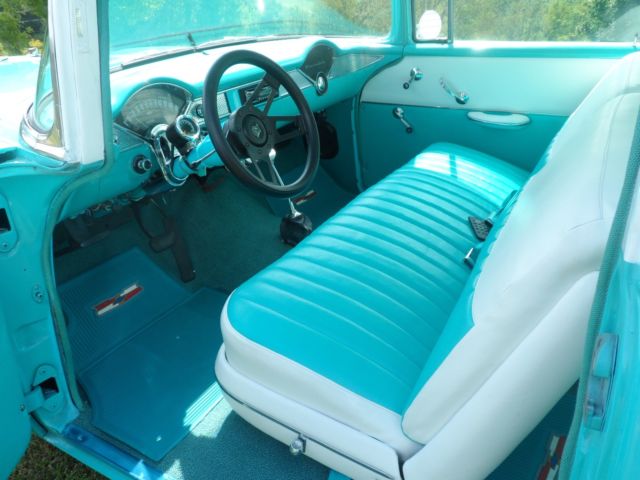 1956 Light Blue and White Chevrolet Bel Air/150/210 Coupe