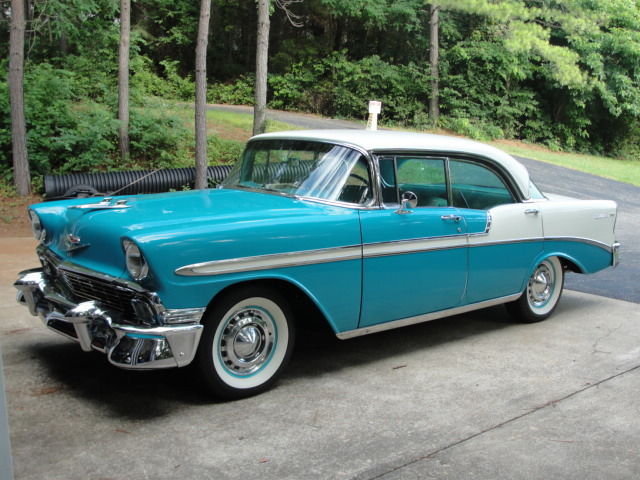 1956 Turquoise/White Chevrolet Bel Air/150/210 Sport Coupe 4dr Hardtop