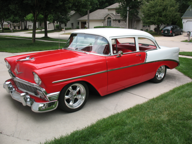 1956 Red/White Chevrolet Bel Air/150/210 Sedan