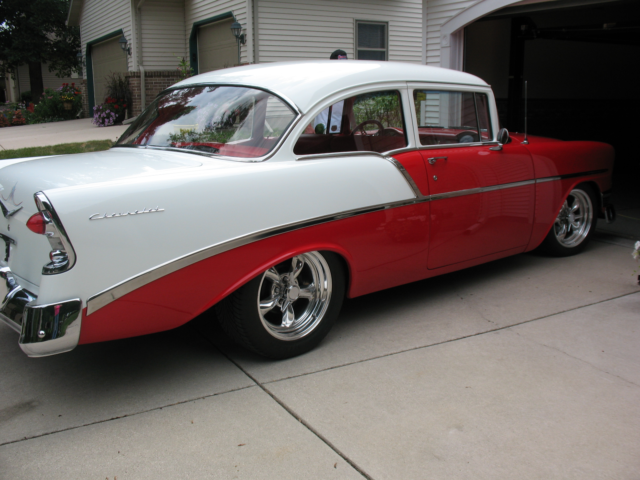 1956 Red/White Chevrolet Bel Air/150/210 Sedan