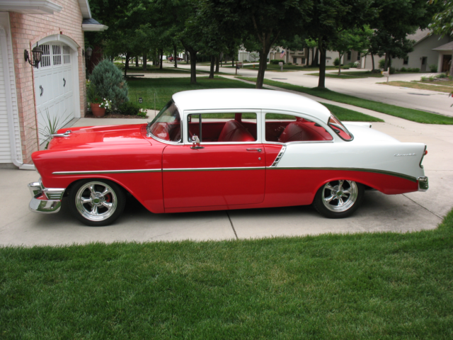 1956 Red/White Chevrolet Bel Air/150/210 Sedan