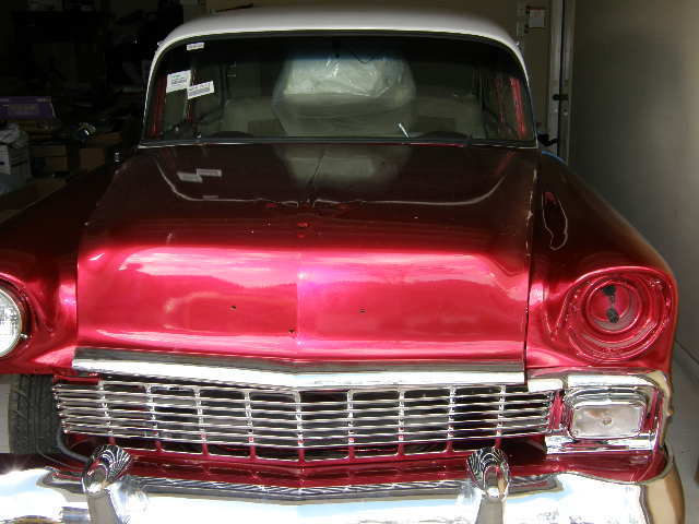 1956 Red and White Pearl Metallic Chevrolet Bel Air/150/210 Sedan