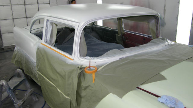 1956 Red and White Pearl Metallic Chevrolet Bel Air/150/210 Sedan