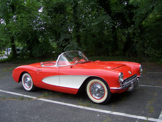 1956 venetian red Chevrolet Corvette convertible