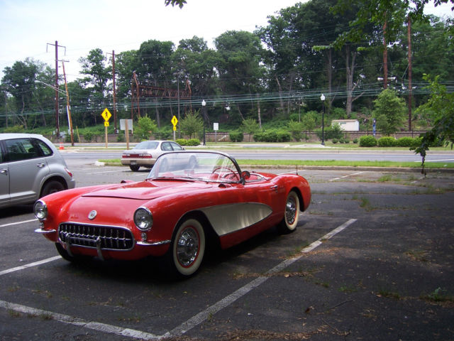 1956 venetian red Chevrolet Corvette convertible