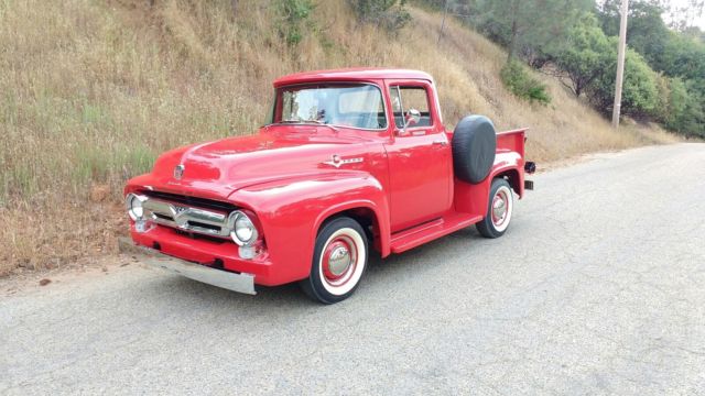 1956 Red Ford F-100 Standard Cab Pickup