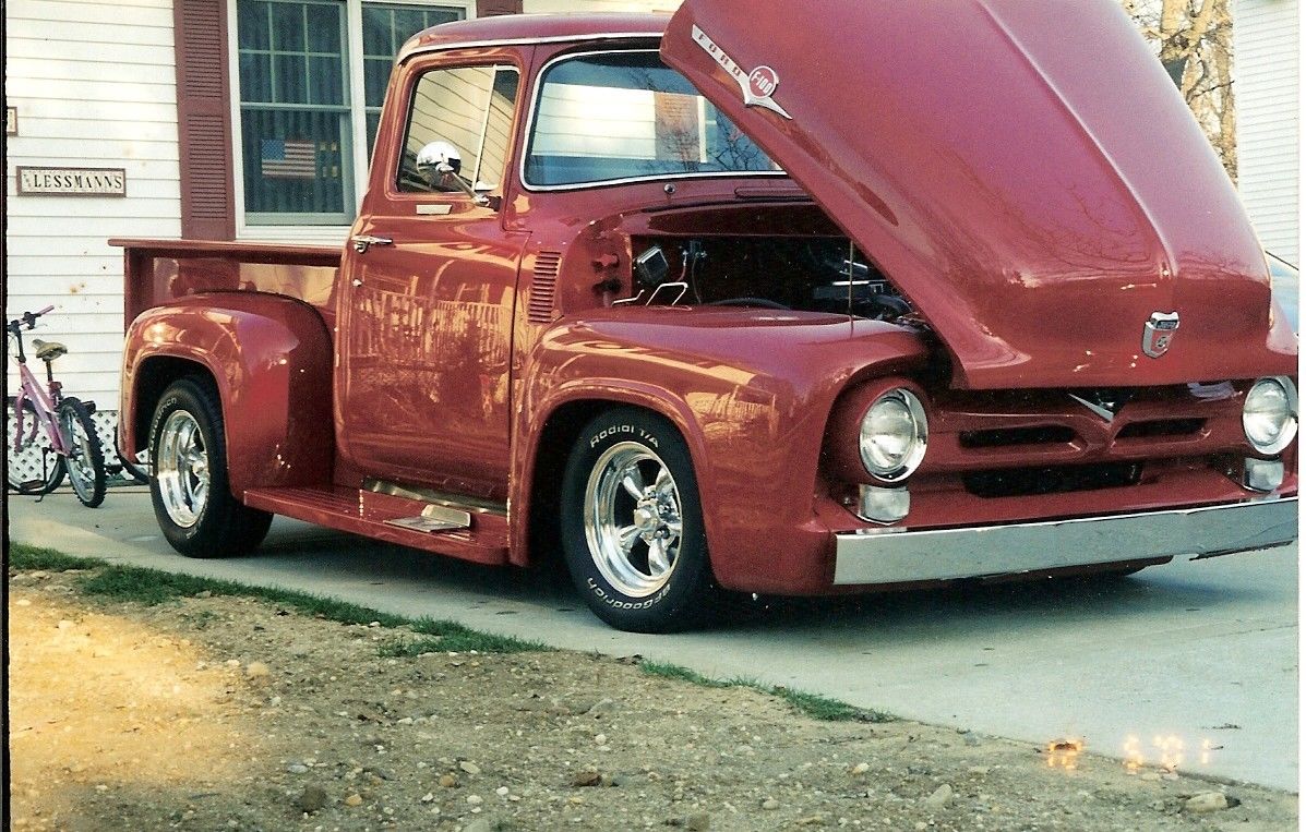 1956 Red Ford F-100 short bed step side