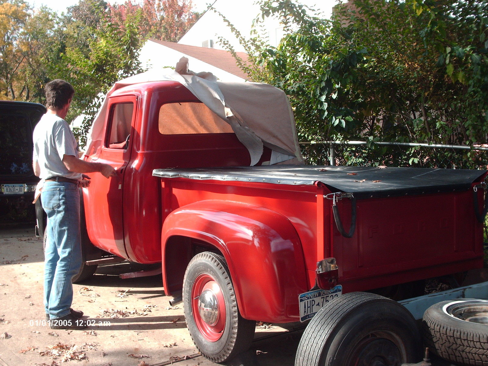 1956 Red Ford F-100 short bed step side