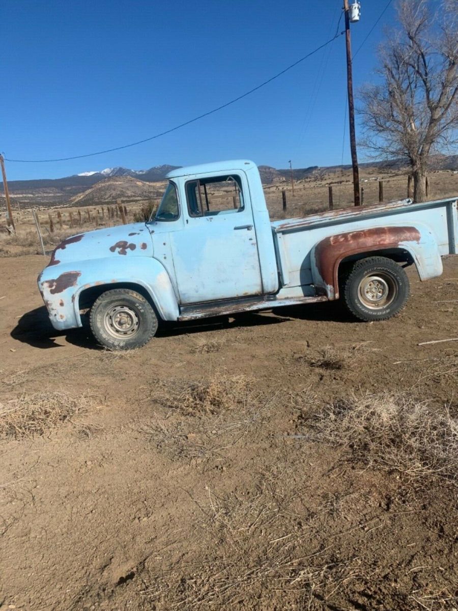 1956 Blue Ford Custom cab truck Hard top
