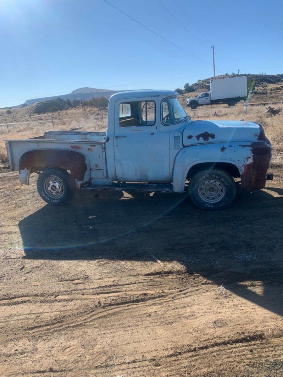 1956 Blue Ford Custom cab truck Hard top
