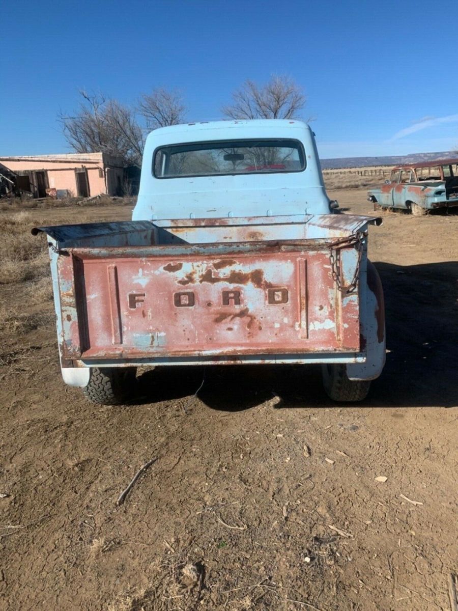 1956 Blue Ford Custom cab truck Hard top