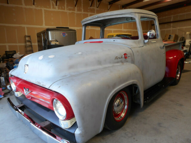 1956 Red Ford F-100 Extended Crew Cab Pickup