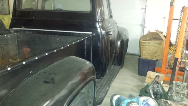 1956 Black with custom flames Ford F-100 Standard Cab Pickup