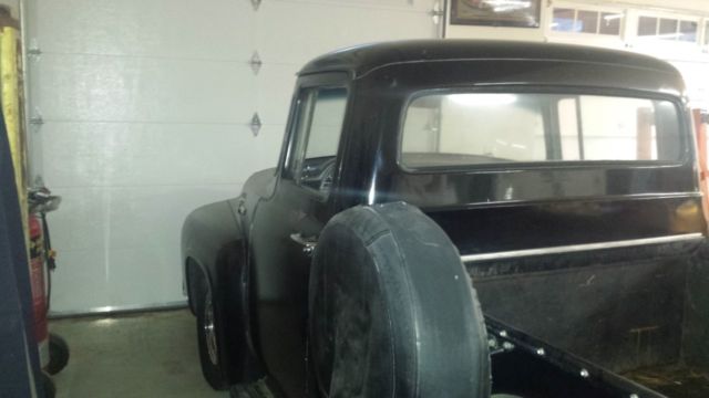 1956 Black with custom flames Ford F-100 Standard Cab Pickup