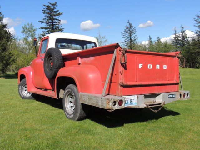 1956 Red Ford F-100 Standard Cab Pickup