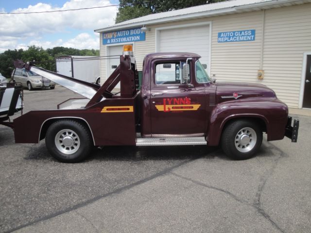 1956 Burgundy Ford F-100 Custom Wrecker