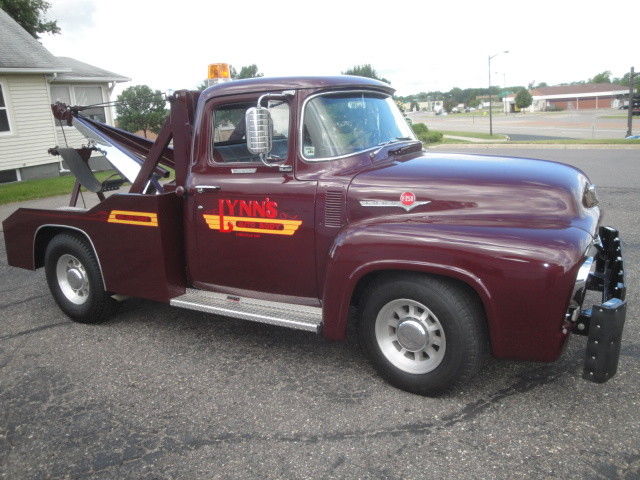 1956 Burgundy Ford F-100 Custom Wrecker