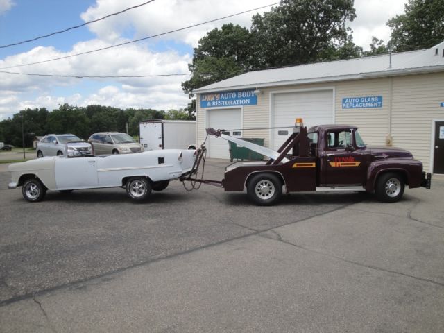 1956 Burgundy Ford F-100 Custom Wrecker