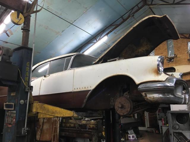 1956 brown/white Oldsmobile Ninety-Eight 4-dr. hardtop