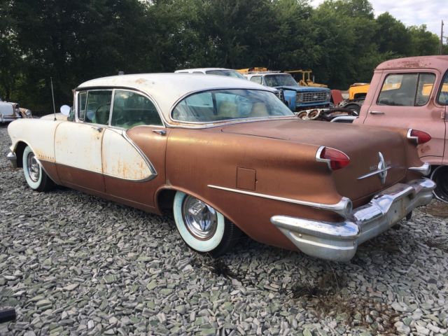 1956 brown/white Oldsmobile Ninety-Eight 4-dr. hardtop
