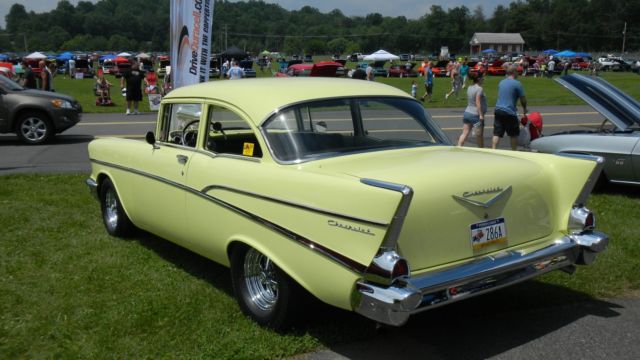 1957 Yellow Chevrolet Bel Air/150/210 Sedan