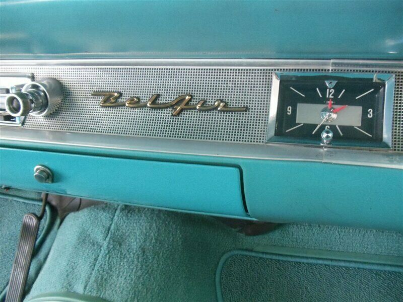 1957 Turquoise and White Chevrolet Bel Air/150/210 Sedan