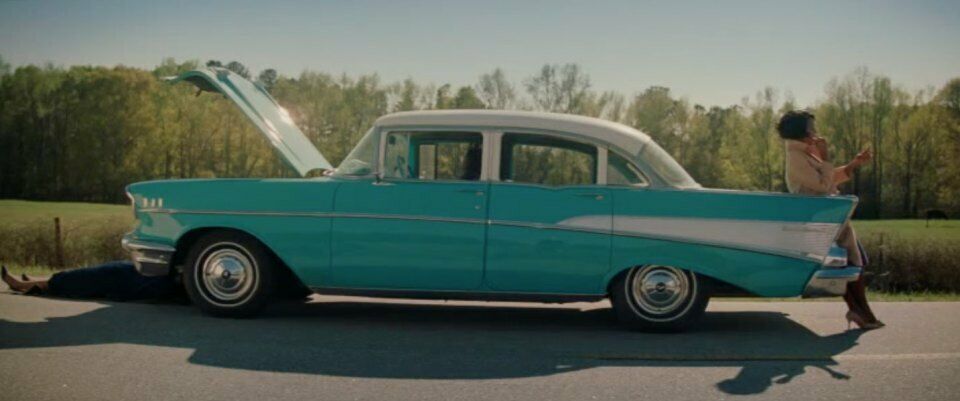 1957 Turquoise and White Chevrolet Bel Air/150/210 Sedan