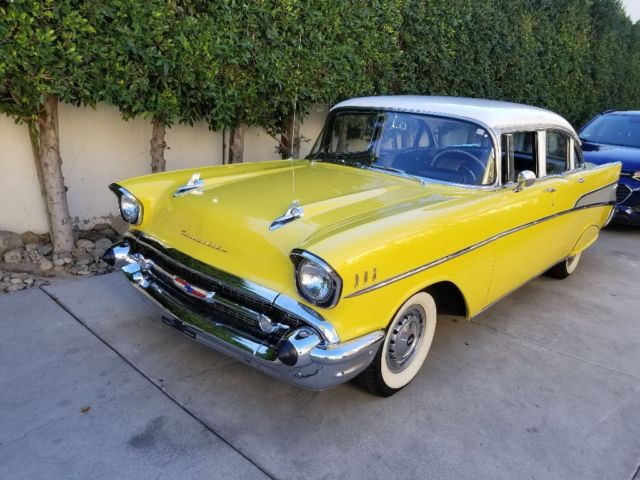 1957 Yellow Chevrolet Bel Air/150/210 Sedan