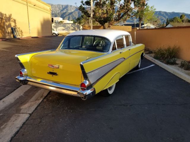 1957 Yellow Chevrolet Bel Air/150/210 Sedan