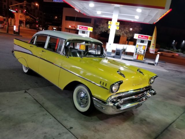 1957 Yellow Chevrolet Bel Air/150/210 Sedan