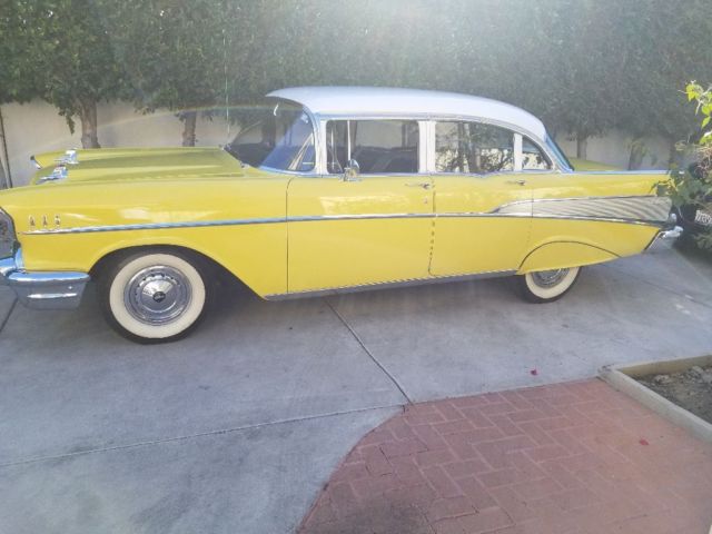1957 Yellow Chevrolet Bel Air/150/210 Sedan