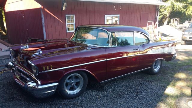 1957 Burgundy Chevrolet Bel Air/150/210 Coupe