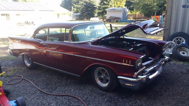 1957 Burgundy Chevrolet Bel Air/150/210 Coupe