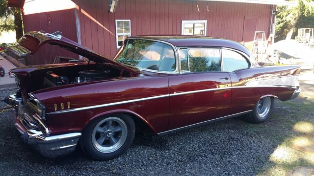 1957 Burgundy Chevrolet Bel Air/150/210 Coupe