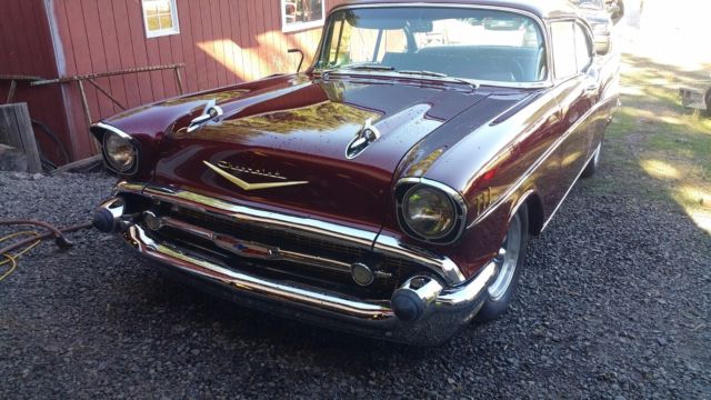1957 Burgundy Chevrolet Bel Air/150/210 Coupe