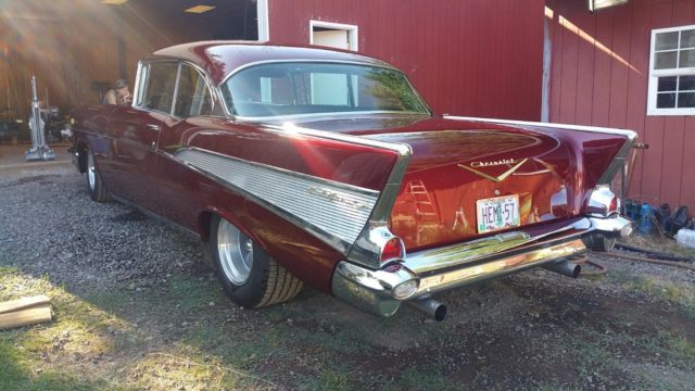 1957 Burgundy Chevrolet Bel Air/150/210 Coupe