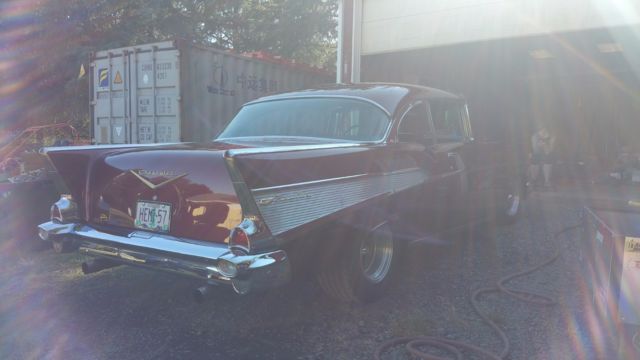 1957 Burgundy Chevrolet Bel Air/150/210 Coupe