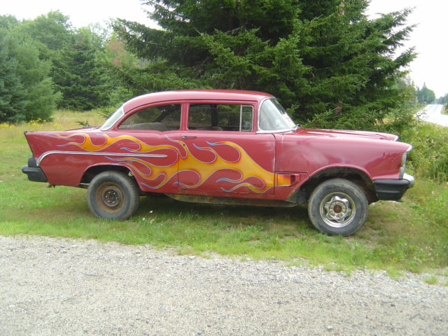 1957 Red Chevrolet Bel Air/150/210 Sedan
