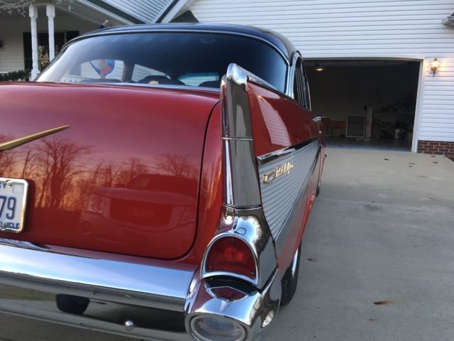 1957 Red Chevrolet Bel Air/150/210 Sedan