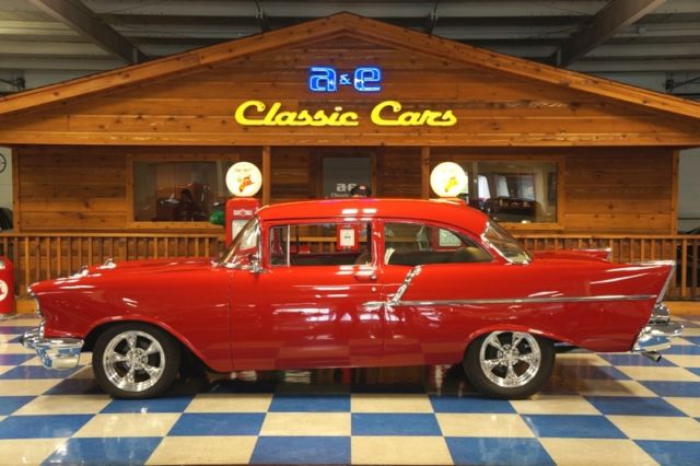1957 Red Chevrolet Bel Air/150/210 Sedan