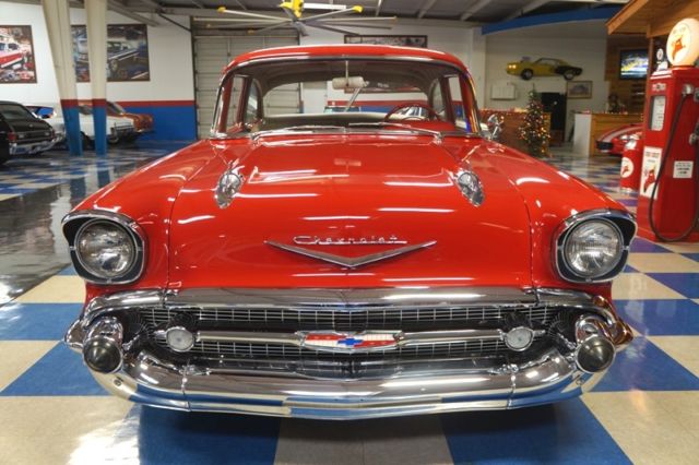 1957 Red Chevrolet Bel Air/150/210 Sedan