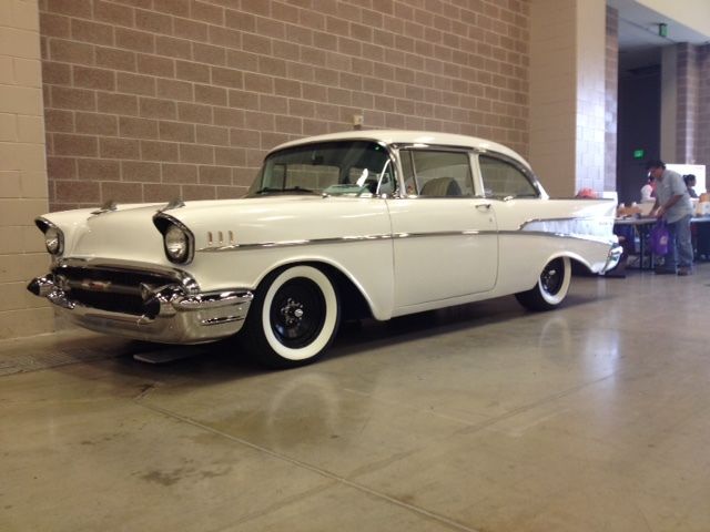 1957 White Chevrolet Bel Air/150/210 Post