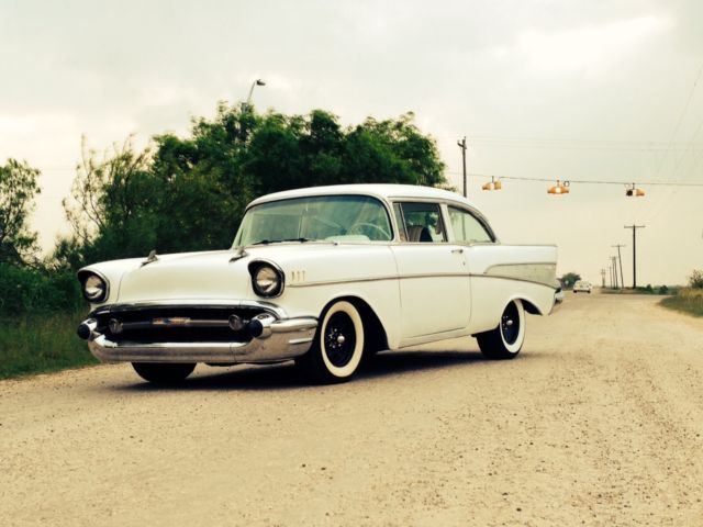 1957 White Chevrolet Bel Air/150/210 Post