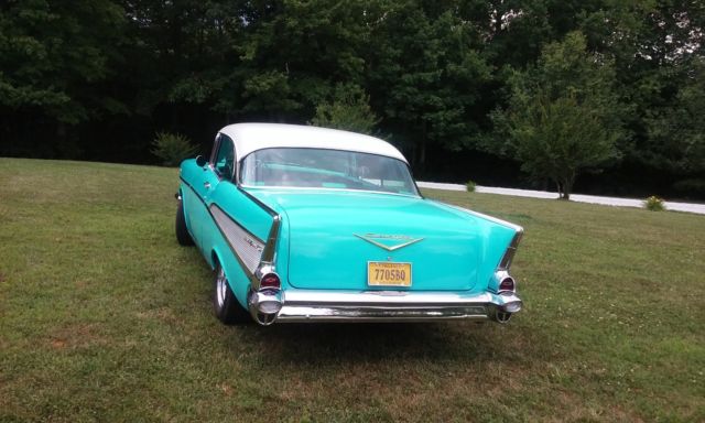 1957 Tropical Turquoise/India Ivory Chevrolet Bel Air/150/210 Two Door Hardtop